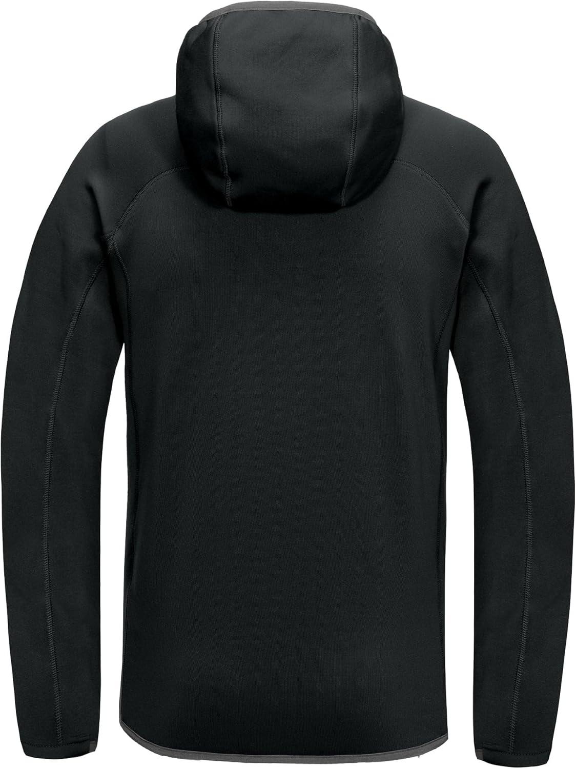 imageLittle Donkey Andy Mens Fleece Lined Running Thumb Hole Jacket Winter Stretch Hoodies Full Zip Up Hooded Coat Workout HikingBlack