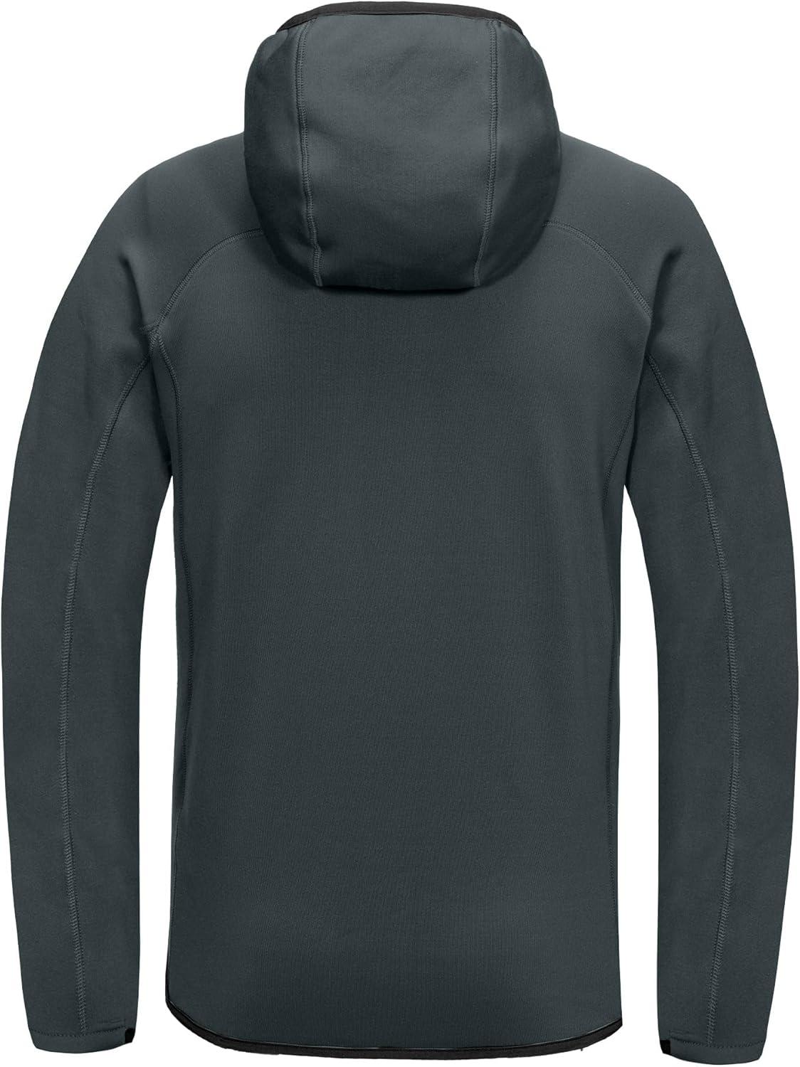 imageLittle Donkey Andy Mens Fleece Lined Running Thumb Hole Jacket Winter Stretch Hoodies Full Zip Up Hooded Coat Workout HikingDark Grey