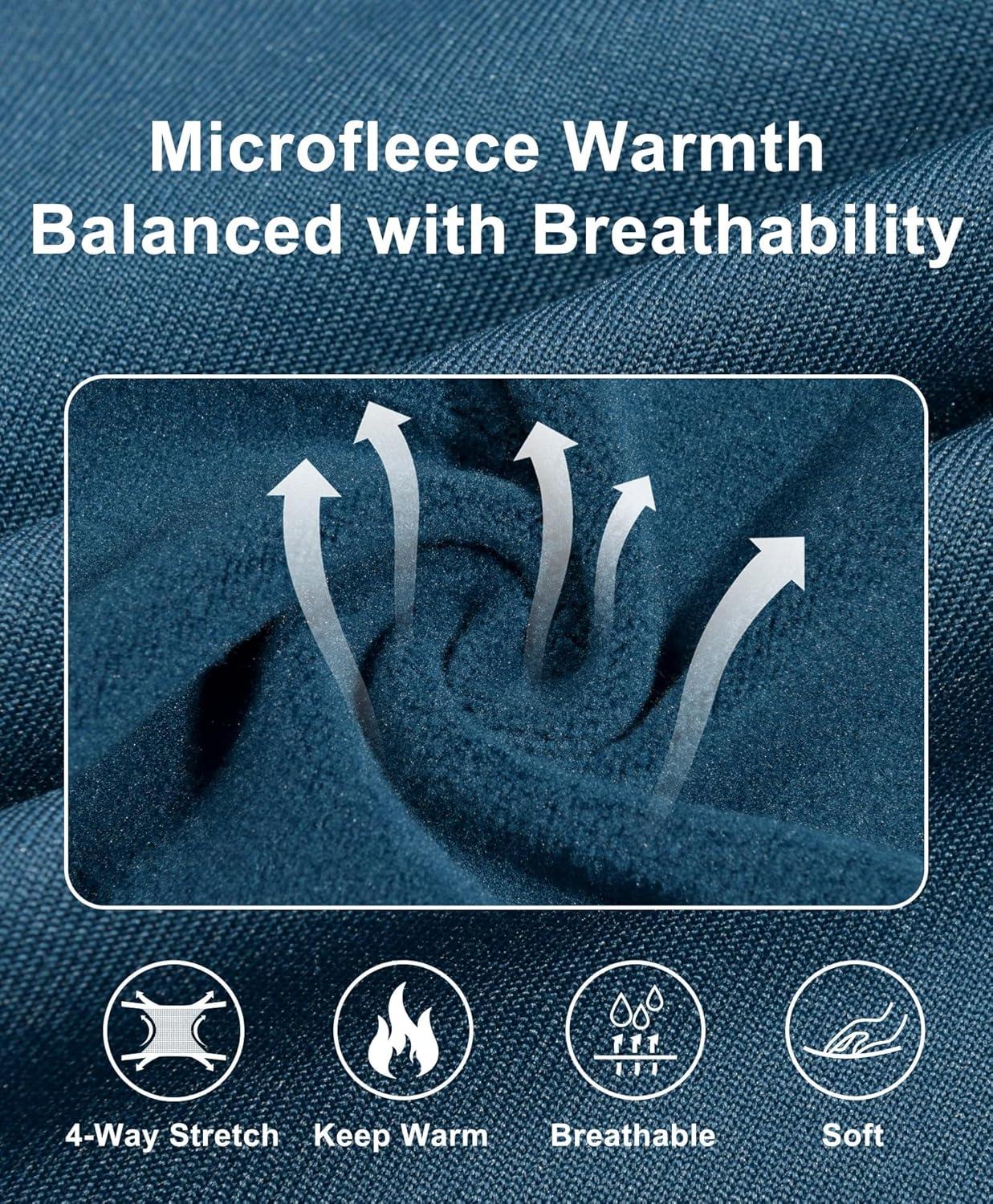 imageLittle Donkey Andy Mens Fleece Lined Running Thumb Hole Jacket Winter Stretch Hoodies Full Zip Up Hooded Coat Workout HikingMarine Blue