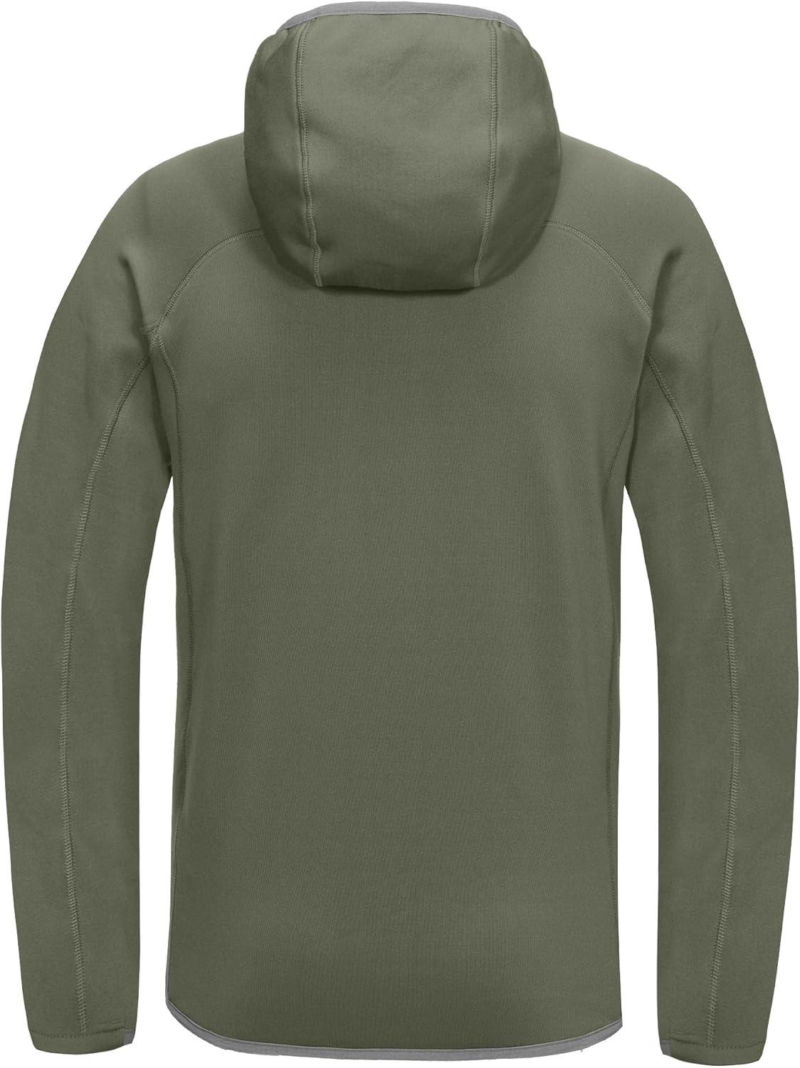 imageLittle Donkey Andy Mens Fleece Lined Running Thumb Hole Jacket Winter Stretch Hoodies Full Zip Up Hooded Coat Workout HikingSage Green
