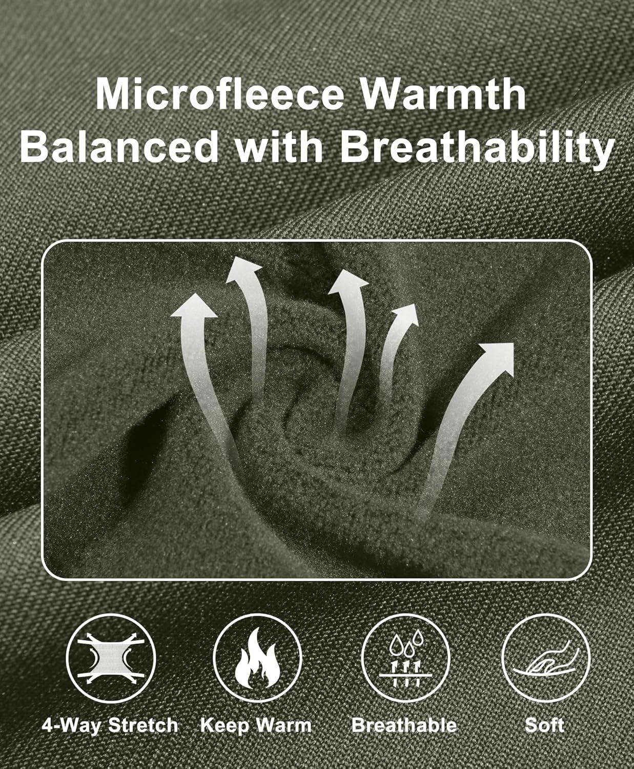 imageLittle Donkey Andy Mens Fleece Lined Running Thumb Hole Jacket Winter Stretch Hoodies Full Zip Up Hooded Coat Workout HikingSage Green