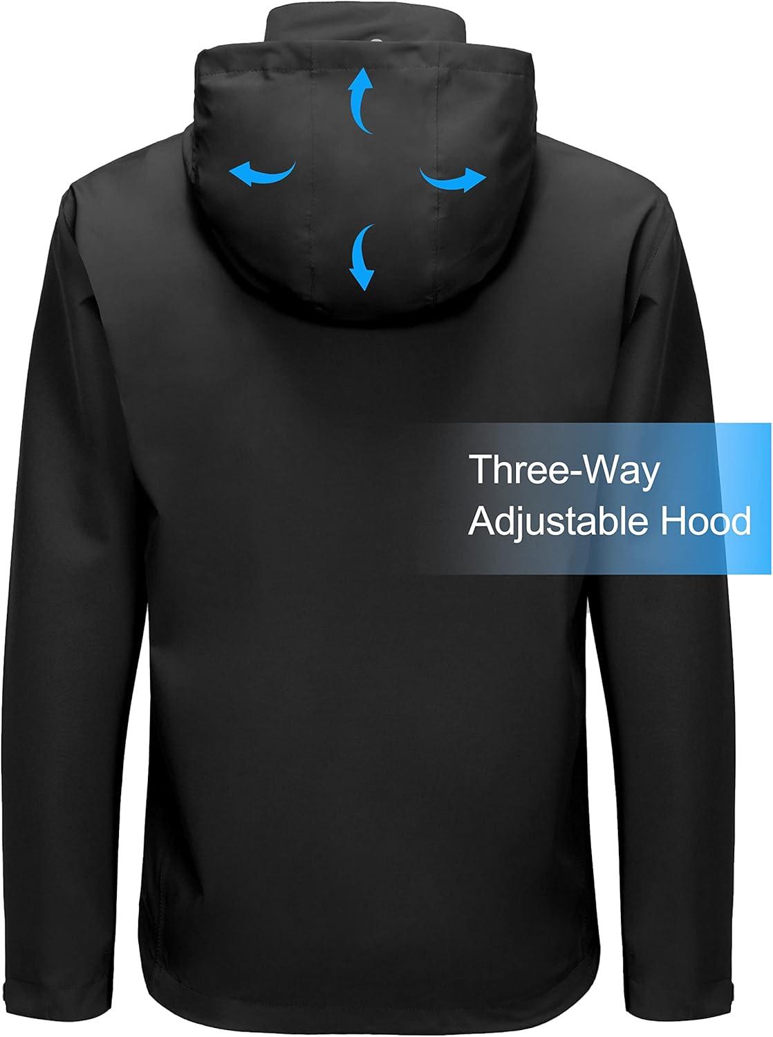 imageLittle Donkey Andy Mens Waterproof Rain Jacket Lightweight Windbreaker Hooded Jacket Packable Raincoat for Outdoor HikingBasic Black