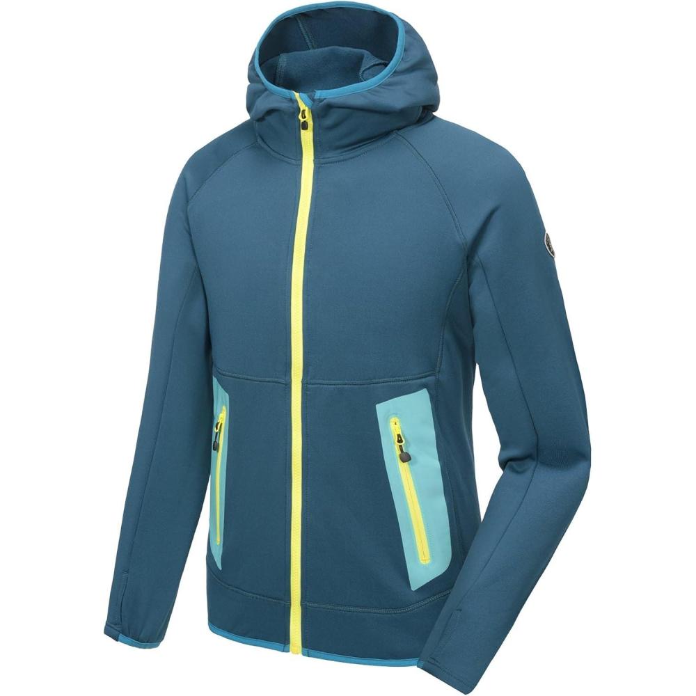 imageLittle Donkey Andy Mens Fleece Lined Running Thumb Hole Jacket Winter Stretch Hoodies Full Zip Up Hooded Coat Workout HikingMarine Blue