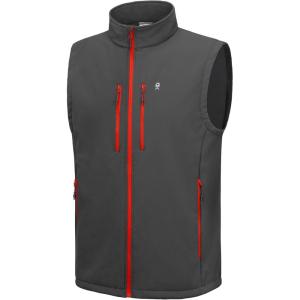 Little Donkey Andy Men’s Lightweight Fleece Softshell Vest Windproof Sleeveless Jacket Outerwear with Zipper Pockets(Dark Grey)