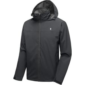 Little Donkey Andy Mens Waterproof Rain Jacket Lightweight Windbreaker Hooded Jacket Packable Raincoat for Outdoor Hiking(Basic Dark Grey)