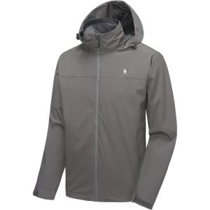 Little Donkey Andy Mens Waterproof Rain Jacket Lightweight Windbreaker Hooded Jacket Packable Raincoat for Outdoor Hiking(Basic Grey)