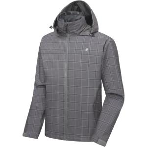 Little Donkey Andy Mens Waterproof Rain Jacket Lightweight Windbreaker Hooded Jacket Packable Raincoat for Outdoor Hiking(Grey Plaid)
