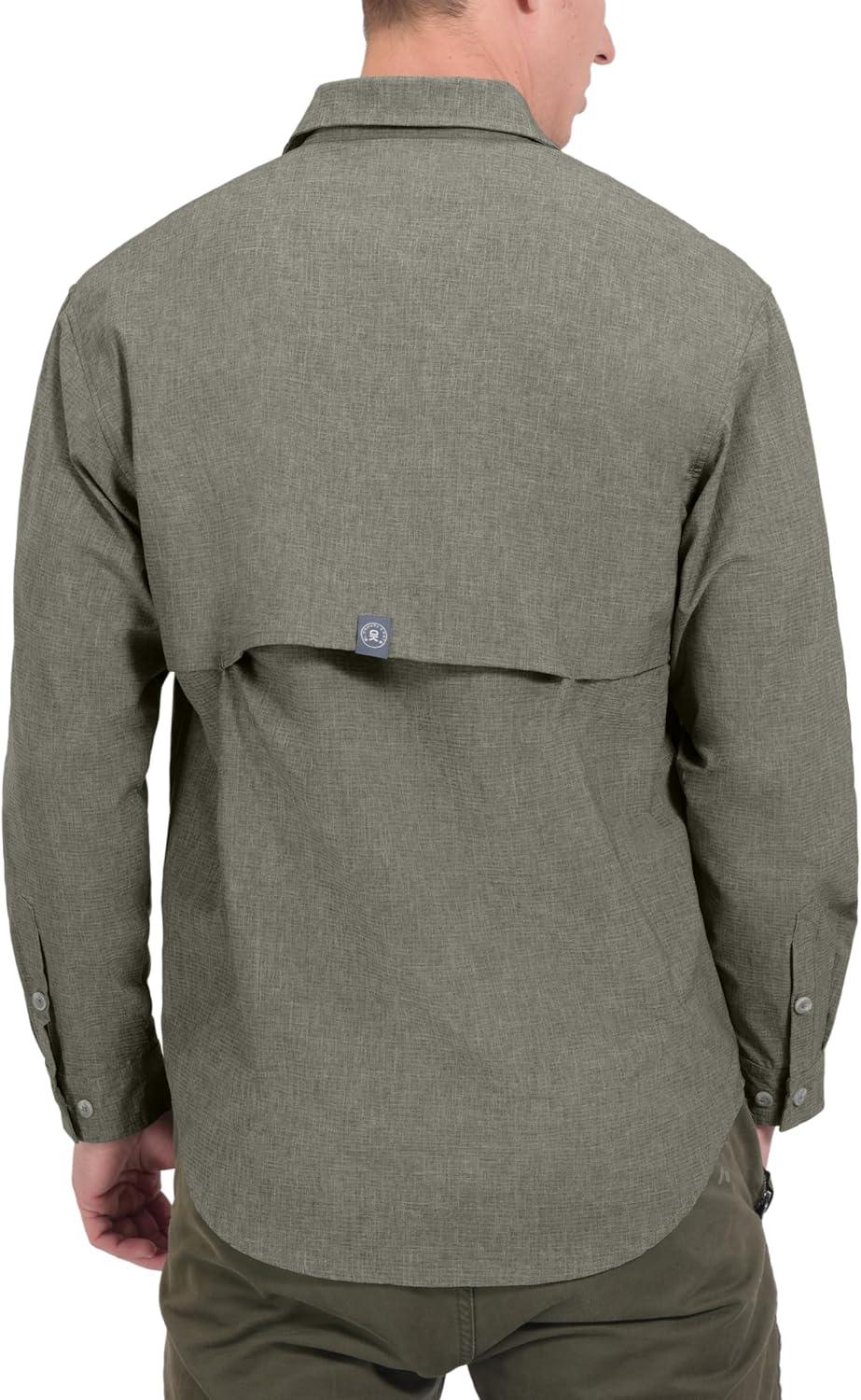 imageLittle Donkey Andy Mens UPF 50 UV Protection Shirt Breathable Long Sleeve Fishing Hiking Shirt AirHoles TechSage Heather