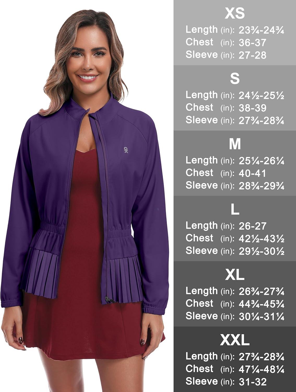 imageLittle Donkey Andy Womens Casual Jacket Long Sleeve Hiking Athletic Golf Jackets UPF 50 Sun Shirt with Elastic WaistbandPurple