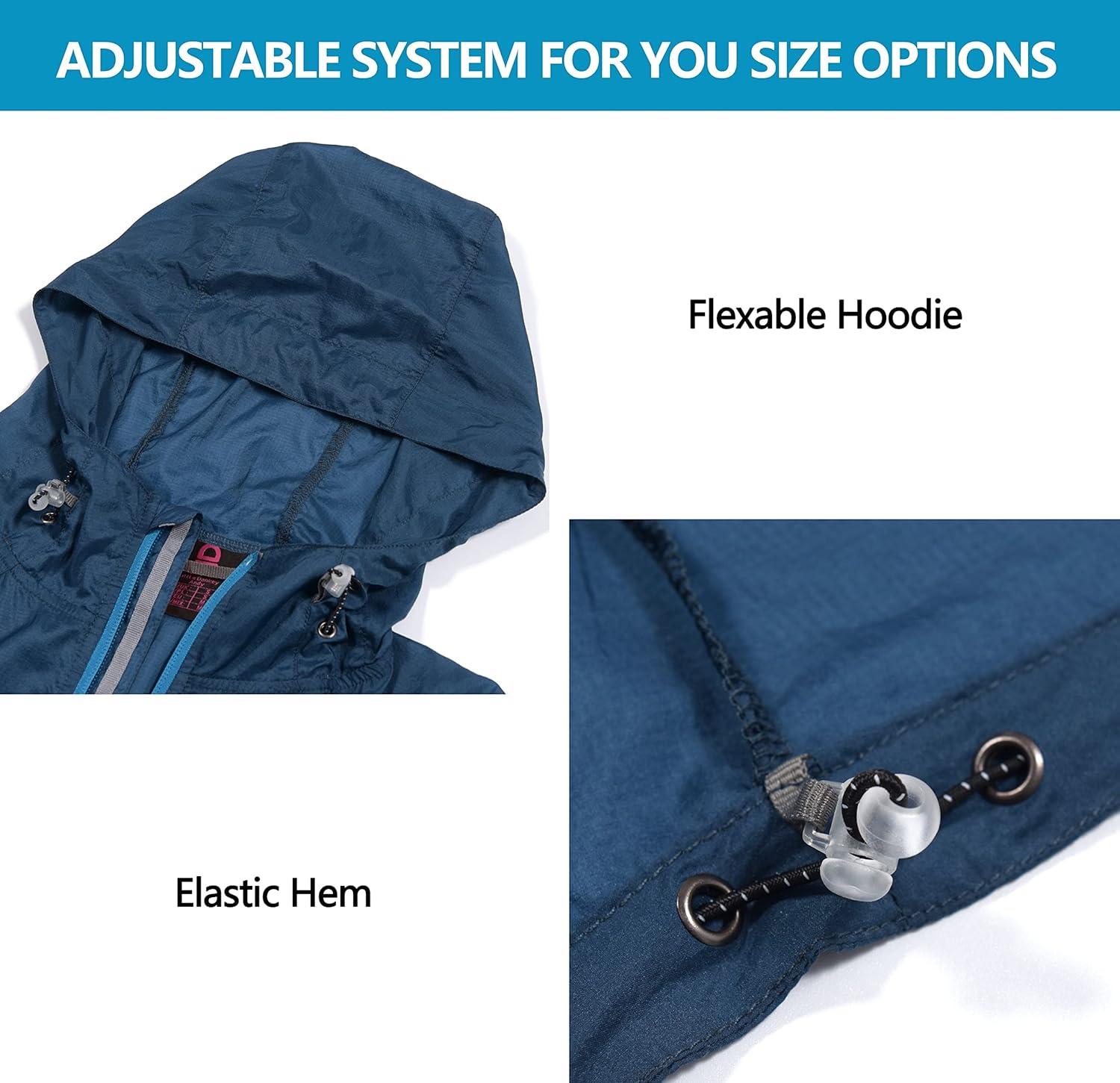 imageLittle Donkey Andy Womens Full Zip Sun Protection Hoodie Jacket Long Sleeve Shirt Running Hiking Golf Water Repellent UPF501 Navy Blue