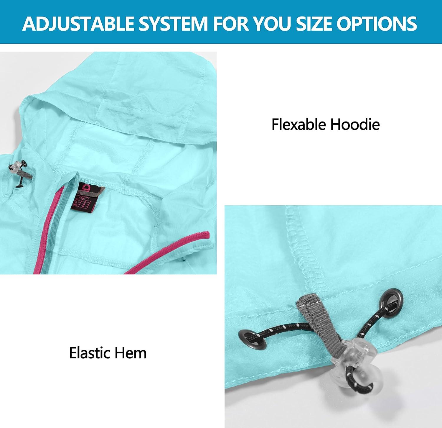 imageLittle Donkey Andy Womens Full Zip Sun Protection Hoodie Jacket Long Sleeve Shirt Running Hiking Golf Water Repellent UPF502 Light Blue