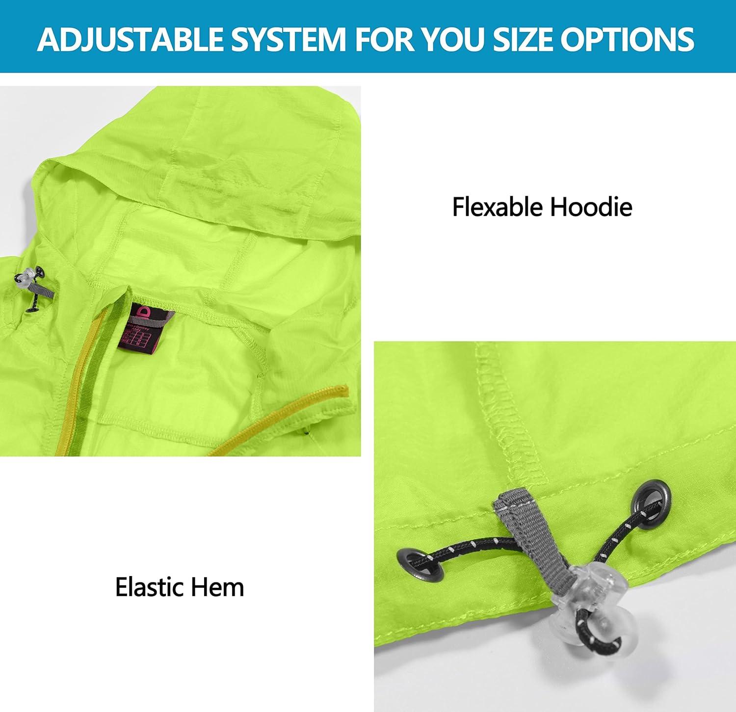imageLittle Donkey Andy Womens Full Zip Sun Protection Hoodie Jacket Long Sleeve Shirt Running Hiking Golf Water Repellent UPF503 Fluorescent Yellow