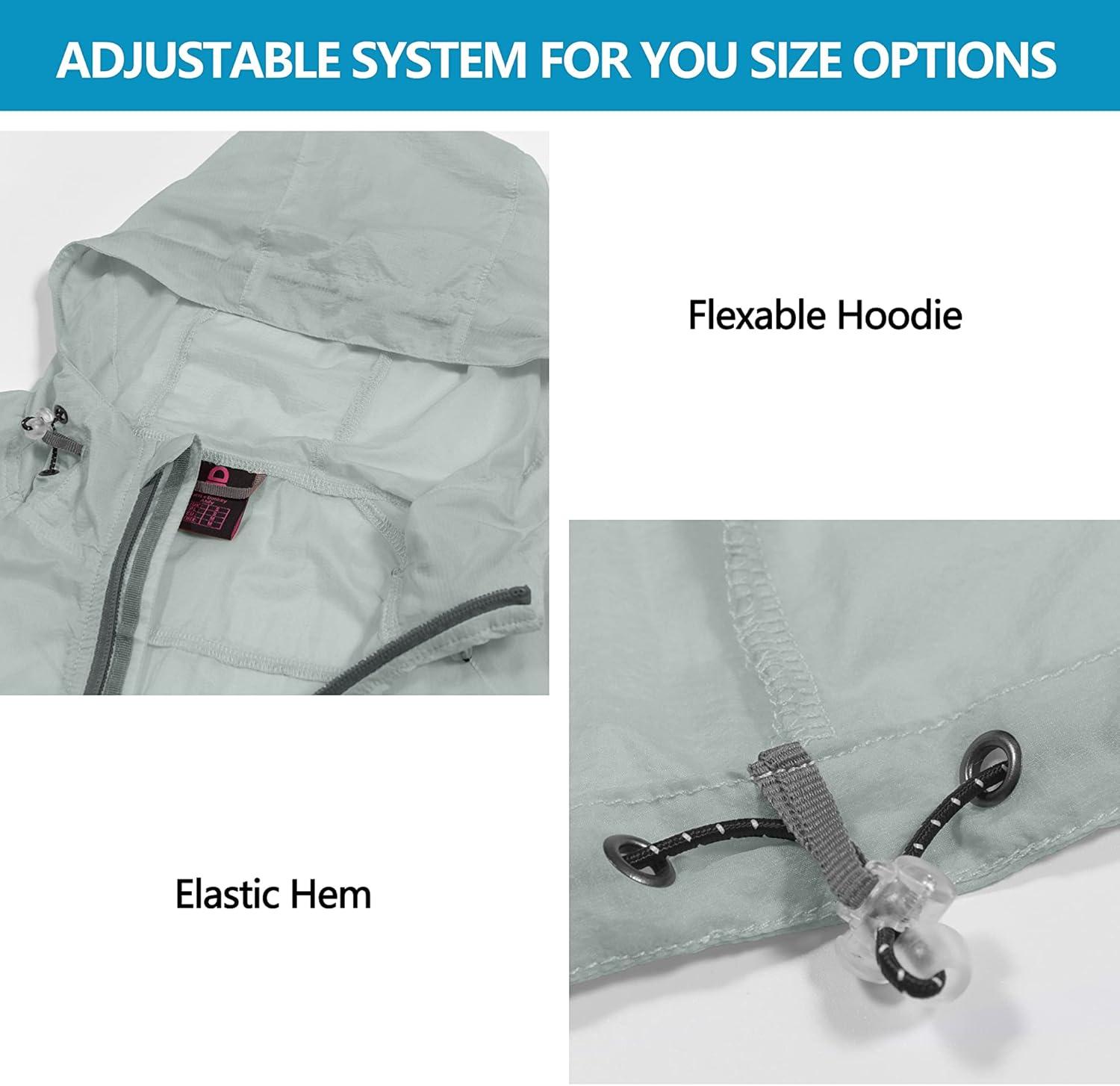 imageLittle Donkey Andy Womens Full Zip Sun Protection Hoodie Jacket Long Sleeve Shirt Running Hiking Golf Water Repellent UPF506 Gray