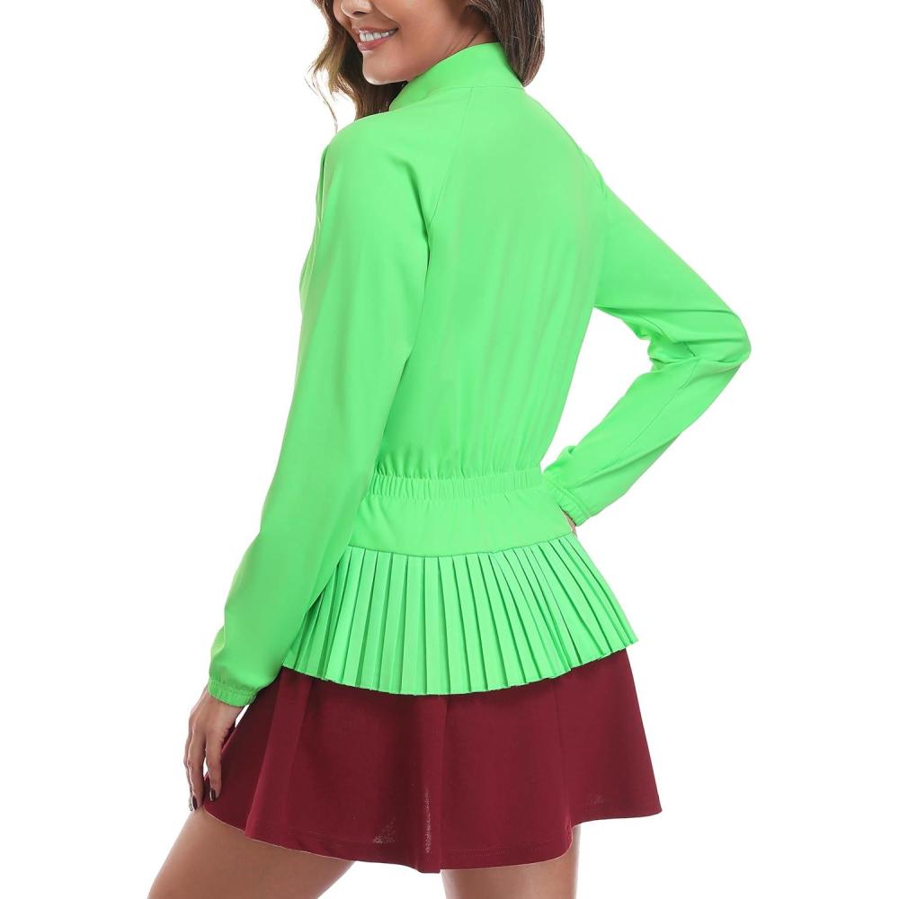 imageLittle Donkey Andy Womens Casual Jacket Long Sleeve Hiking Athletic Golf Jackets UPF 50 Sun Shirt with Elastic WaistbandFluorescent Green