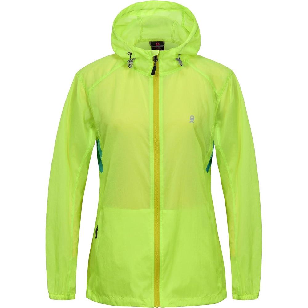 imageLittle Donkey Andy Womens Full Zip Sun Protection Hoodie Jacket Long Sleeve Shirt Running Hiking Golf Water Repellent UPF503 Fluorescent Yellow