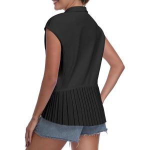 Little Donkey Andy Women’s Golf Vest Outerwear with Pleated Hem Sleeveless Athletic Jacket for Running Yoga Tennis(Cap Sleeve-black)