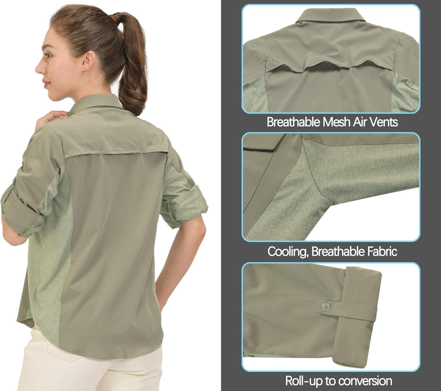 imageLittle Donkey Andy Womens Stretch Quick Dry UPF50 Long Sleeve Shirt for Hiking Travel CampingA Sagepanels