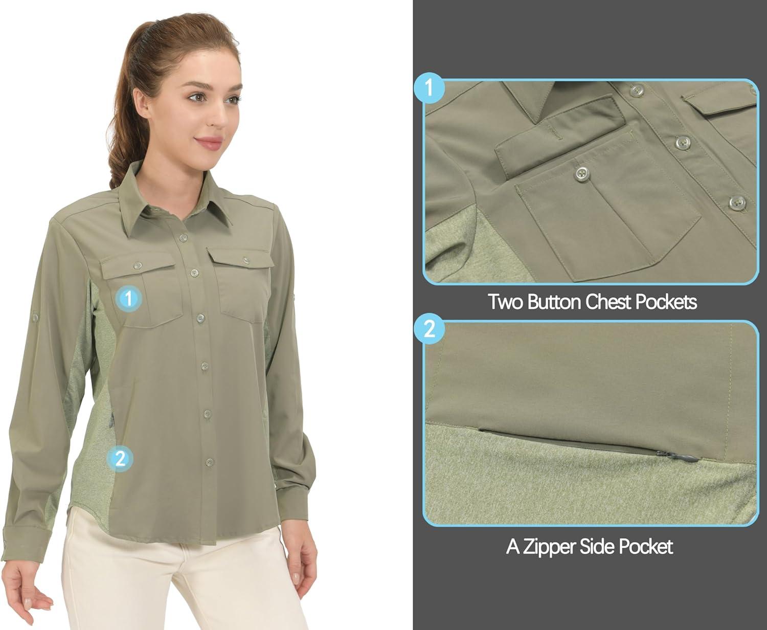 imageLittle Donkey Andy Womens Stretch Quick Dry UPF50 Long Sleeve Shirt for Hiking Travel CampingA Sagepanels