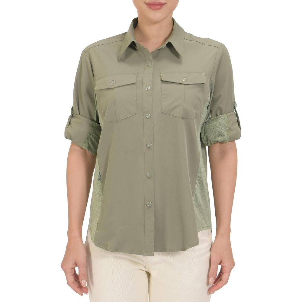 imageLittle Donkey Andy Womens Stretch Quick Dry UPF50 Long Sleeve Shirt for Hiking Travel CampingA Sagepanels