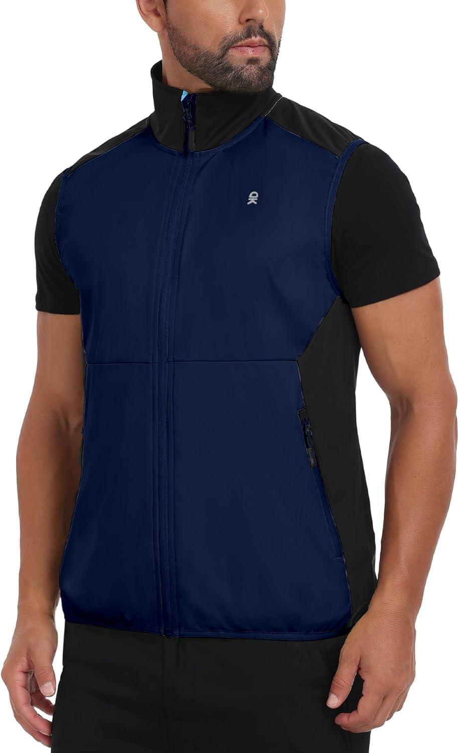 imageLittle Donkey Andy Mens Waterresistant Outerwear Vests Stretch Windproof Vest for Cycling Running GolfReflective Blue