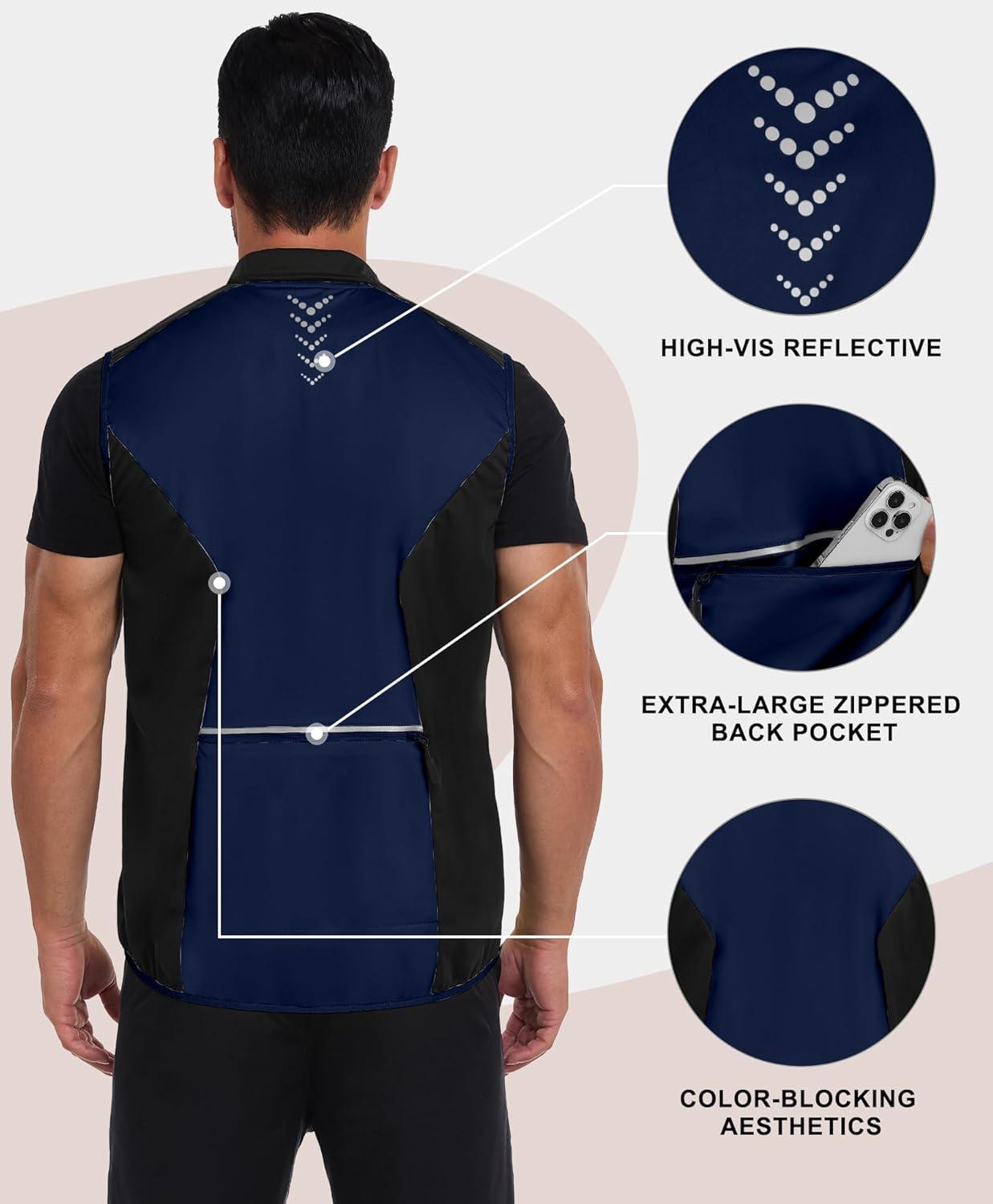 imageLittle Donkey Andy Mens Waterresistant Outerwear Vests Stretch Windproof Vest for Cycling Running GolfReflective Blue