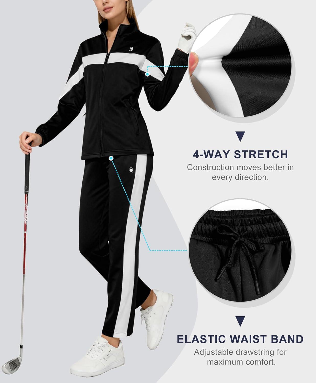 imageLittle Donkey Andy Womens Sweatsuits Set 2 Pieces Jogger Outfits for Women Full Zip Active Tracksuit Sets Athletic SuitsBlack