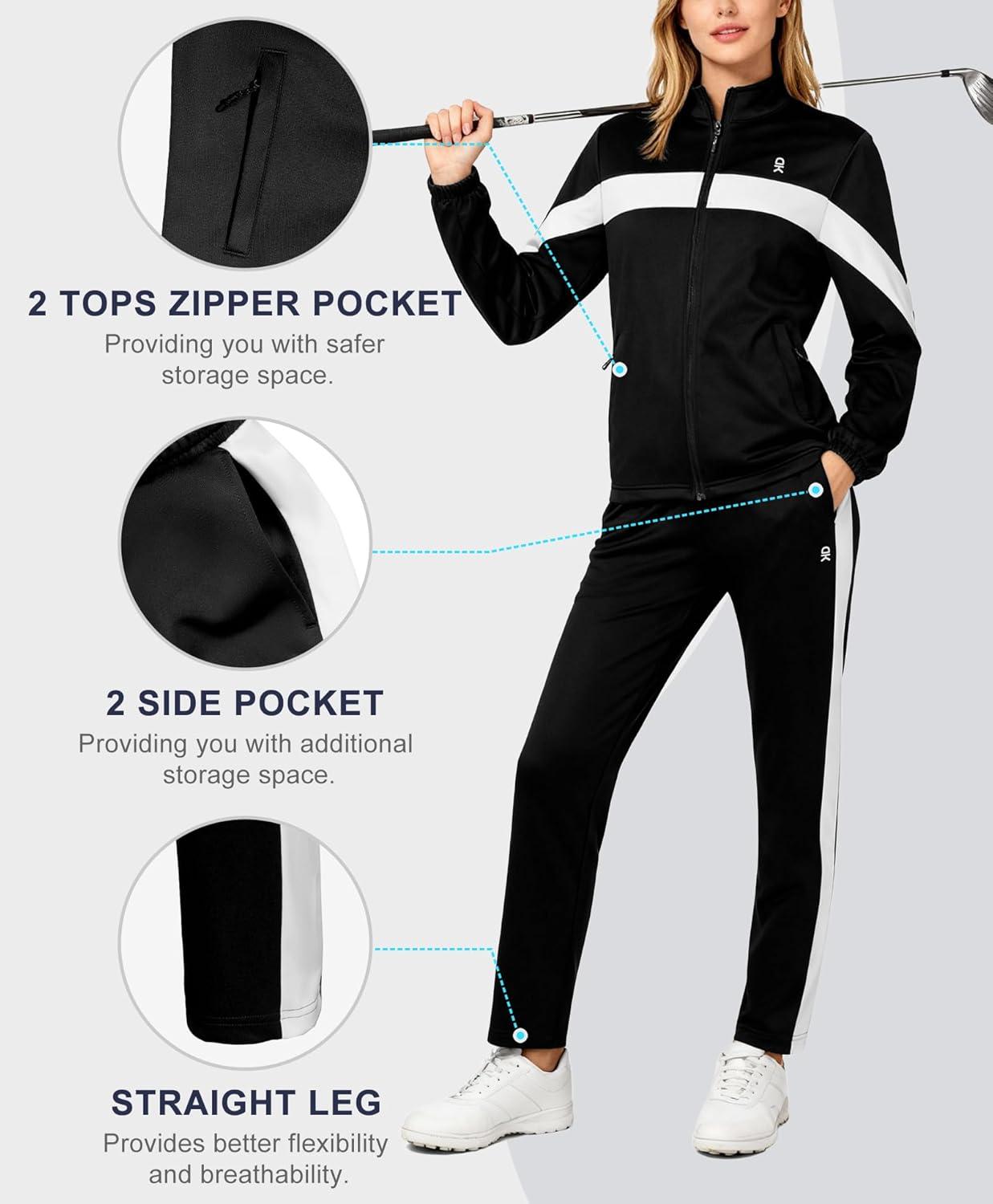 imageLittle Donkey Andy Womens Sweatsuits Set 2 Pieces Jogger Outfits for Women Full Zip Active Tracksuit Sets Athletic SuitsBlack