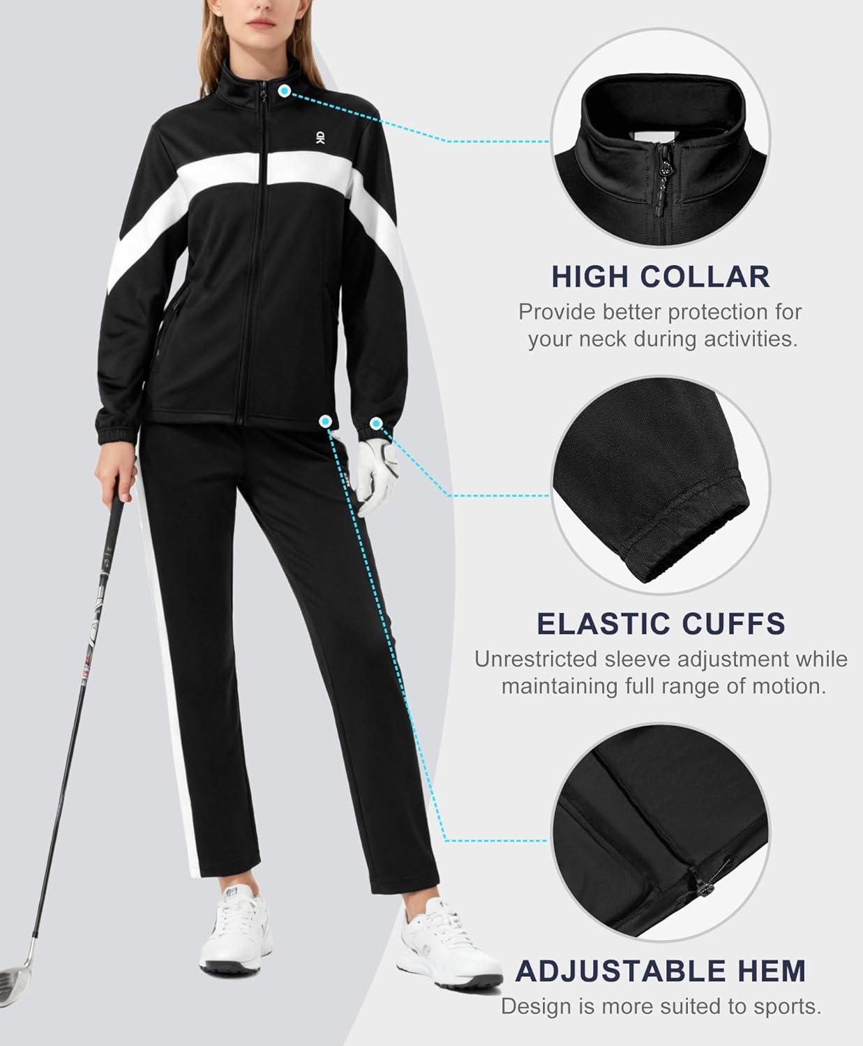 imageLittle Donkey Andy Womens Sweatsuits Set 2 Pieces Jogger Outfits for Women Full Zip Active Tracksuit Sets Athletic SuitsBlack