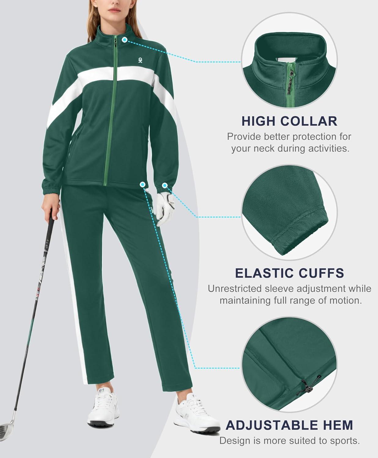 imageLittle Donkey Andy Womens Sweatsuits Set 2 Pieces Jogger Outfits for Women Full Zip Active Tracksuit Sets Athletic SuitsGreen