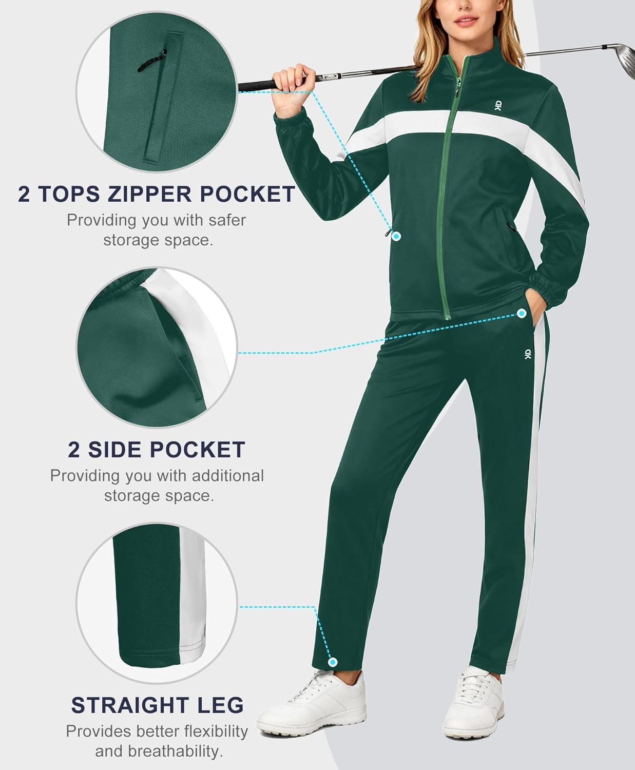 imageLittle Donkey Andy Womens Sweatsuits Set 2 Pieces Jogger Outfits for Women Full Zip Active Tracksuit Sets Athletic SuitsGreen