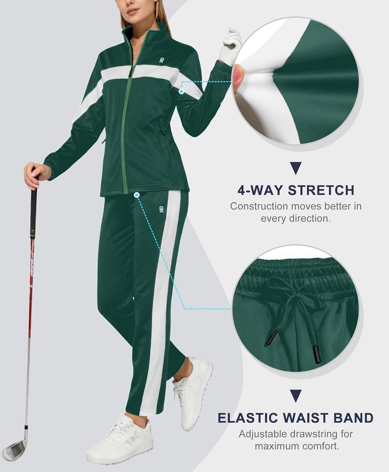 imageLittle Donkey Andy Womens Sweatsuits Set 2 Pieces Jogger Outfits for Women Full Zip Active Tracksuit Sets Athletic SuitsGreen