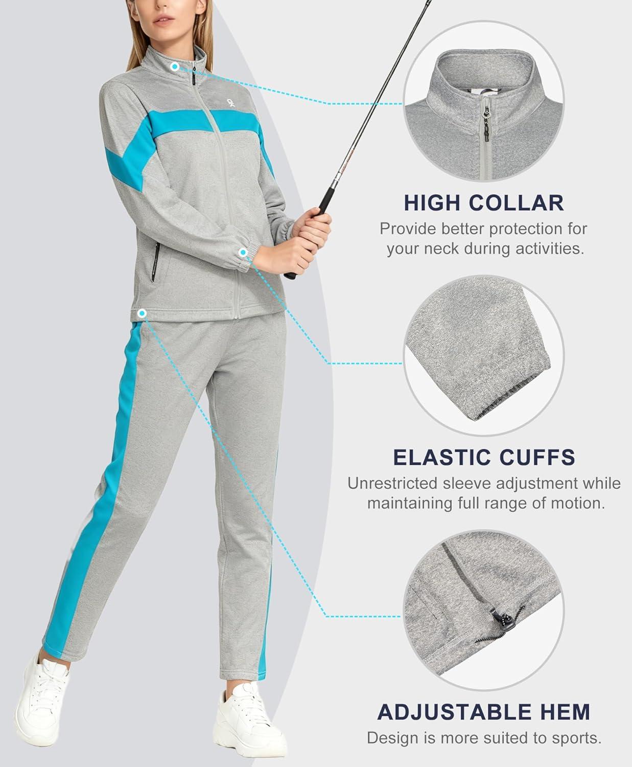 imageLittle Donkey Andy Womens Sweatsuits Set 2 Pieces Jogger Outfits for Women Full Zip Active Tracksuit Sets Athletic SuitsLight Gray