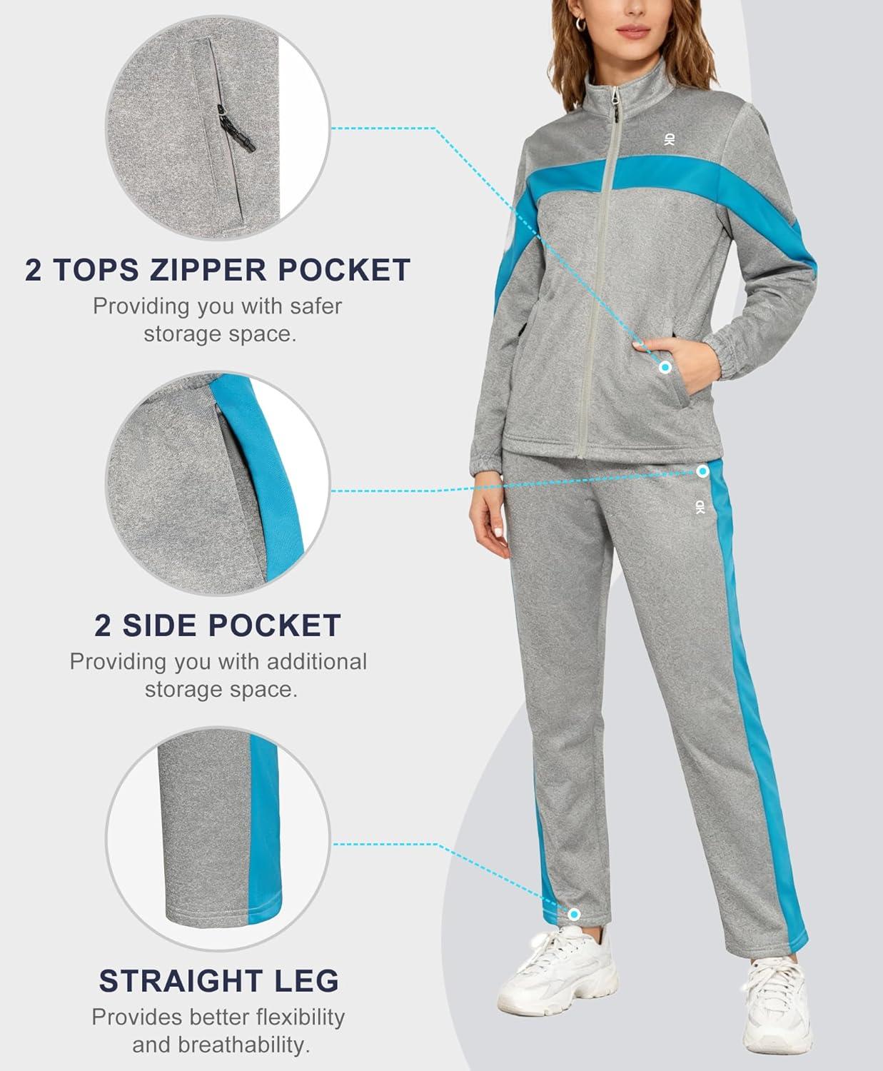 imageLittle Donkey Andy Womens Sweatsuits Set 2 Pieces Jogger Outfits for Women Full Zip Active Tracksuit Sets Athletic SuitsLight Gray