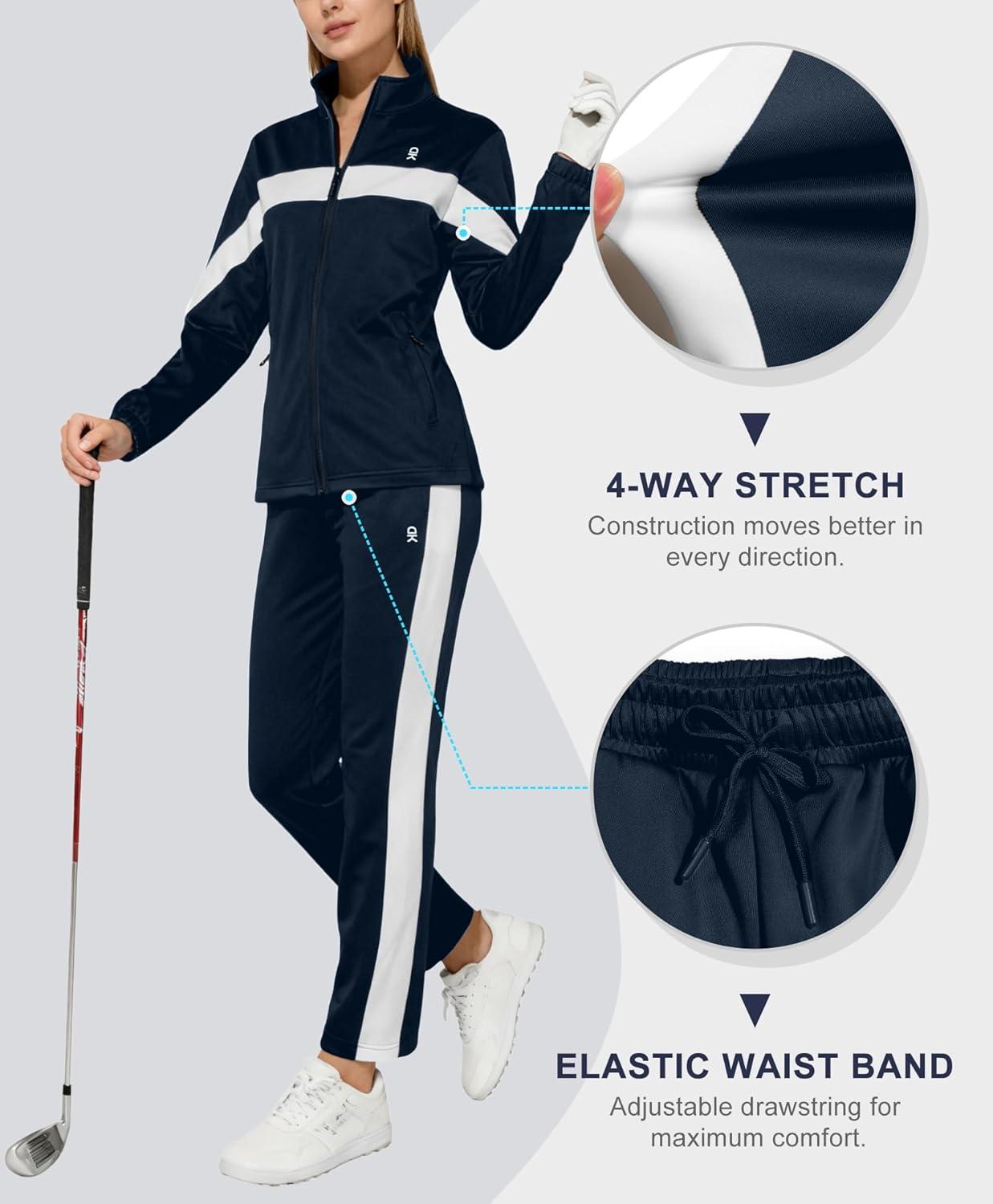 imageLittle Donkey Andy Womens Sweatsuits Set 2 Pieces Jogger Outfits for Women Full Zip Active Tracksuit Sets Athletic SuitsNavy