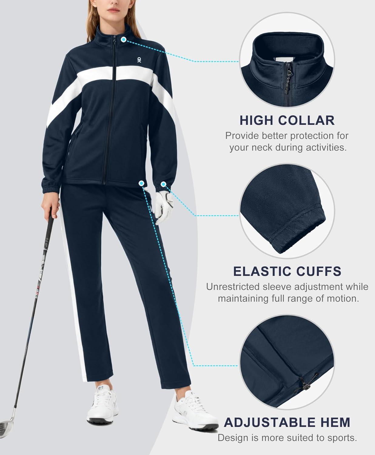 imageLittle Donkey Andy Womens Sweatsuits Set 2 Pieces Jogger Outfits for Women Full Zip Active Tracksuit Sets Athletic SuitsNavy