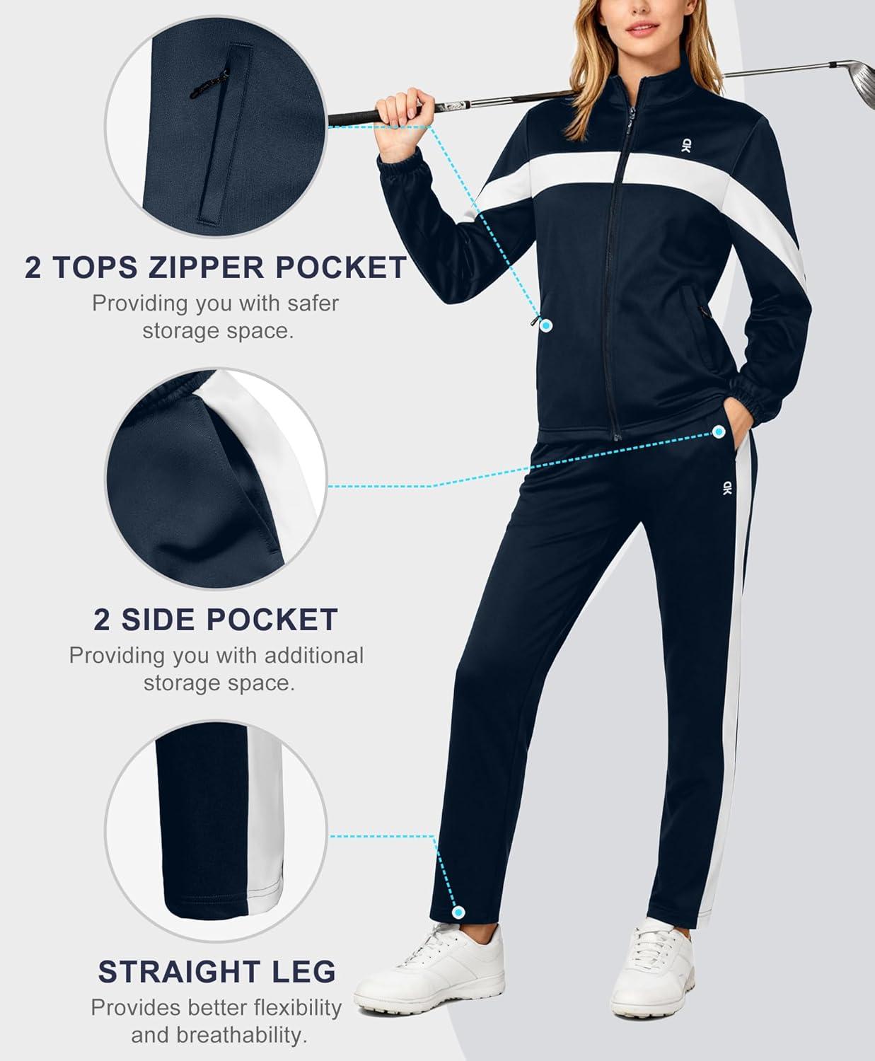imageLittle Donkey Andy Womens Sweatsuits Set 2 Pieces Jogger Outfits for Women Full Zip Active Tracksuit Sets Athletic SuitsNavy