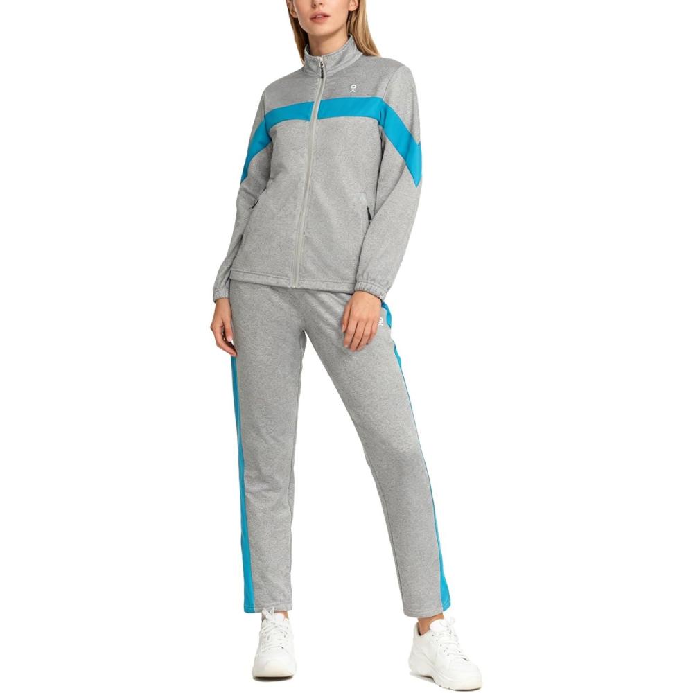 imageLittle Donkey Andy Womens Sweatsuits Set 2 Pieces Jogger Outfits for Women Full Zip Active Tracksuit Sets Athletic SuitsLight Gray