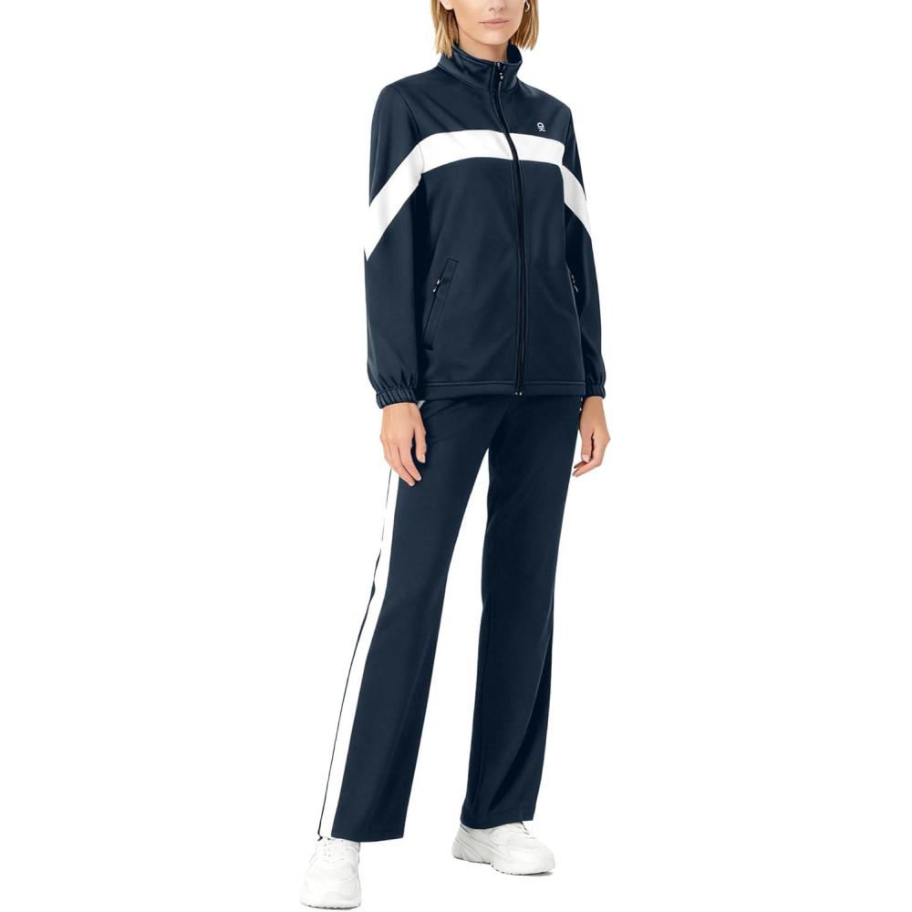 imageLittle Donkey Andy Womens Sweatsuits Set 2 Pieces Jogger Outfits for Women Full Zip Active Tracksuit Sets Athletic SuitsNavy