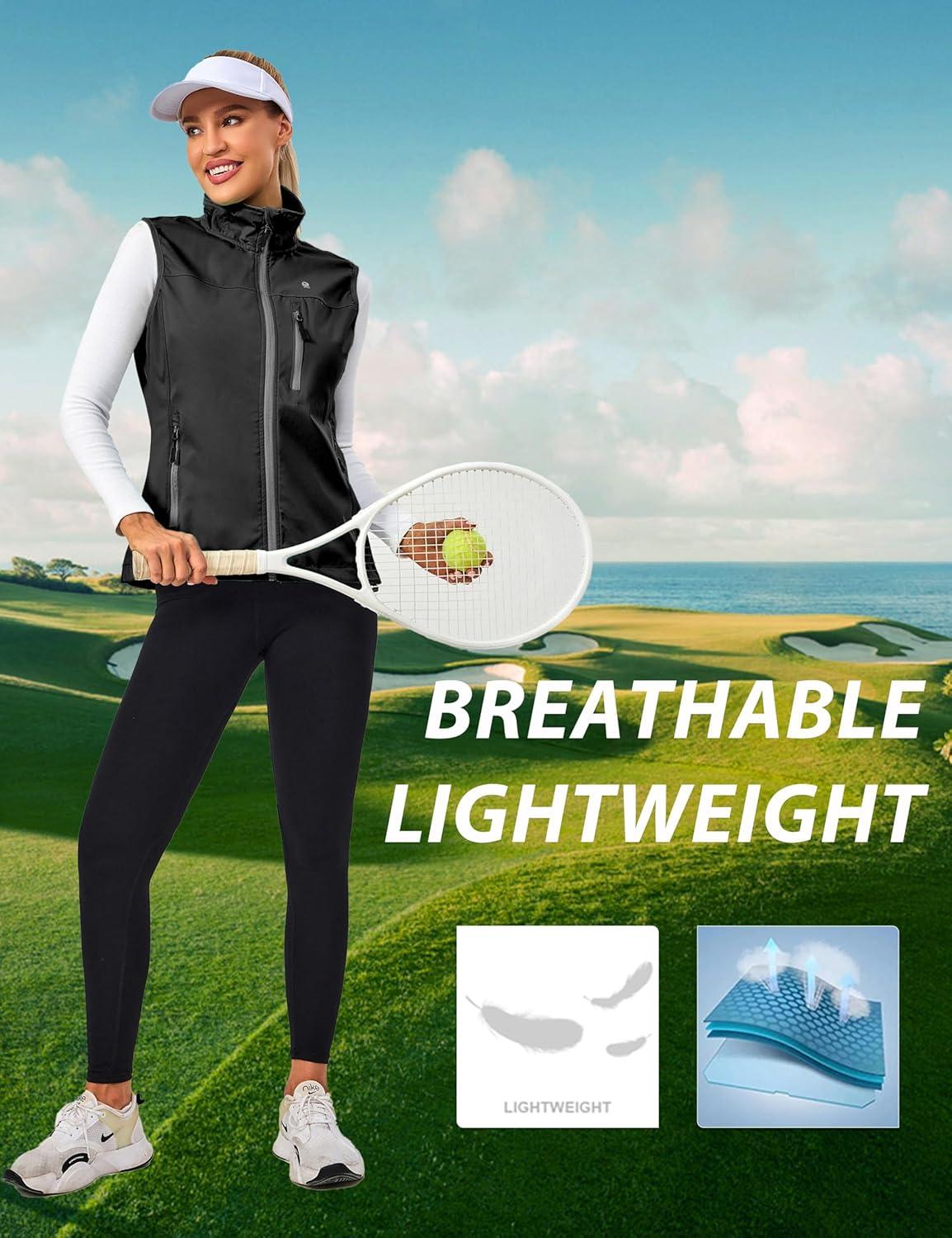 imageLittle Donkey Andy Lightweight Cycling Vest Windproof Sleeveless Jacket for Women WaterRepellent Stretch Vest for RunningPure Black