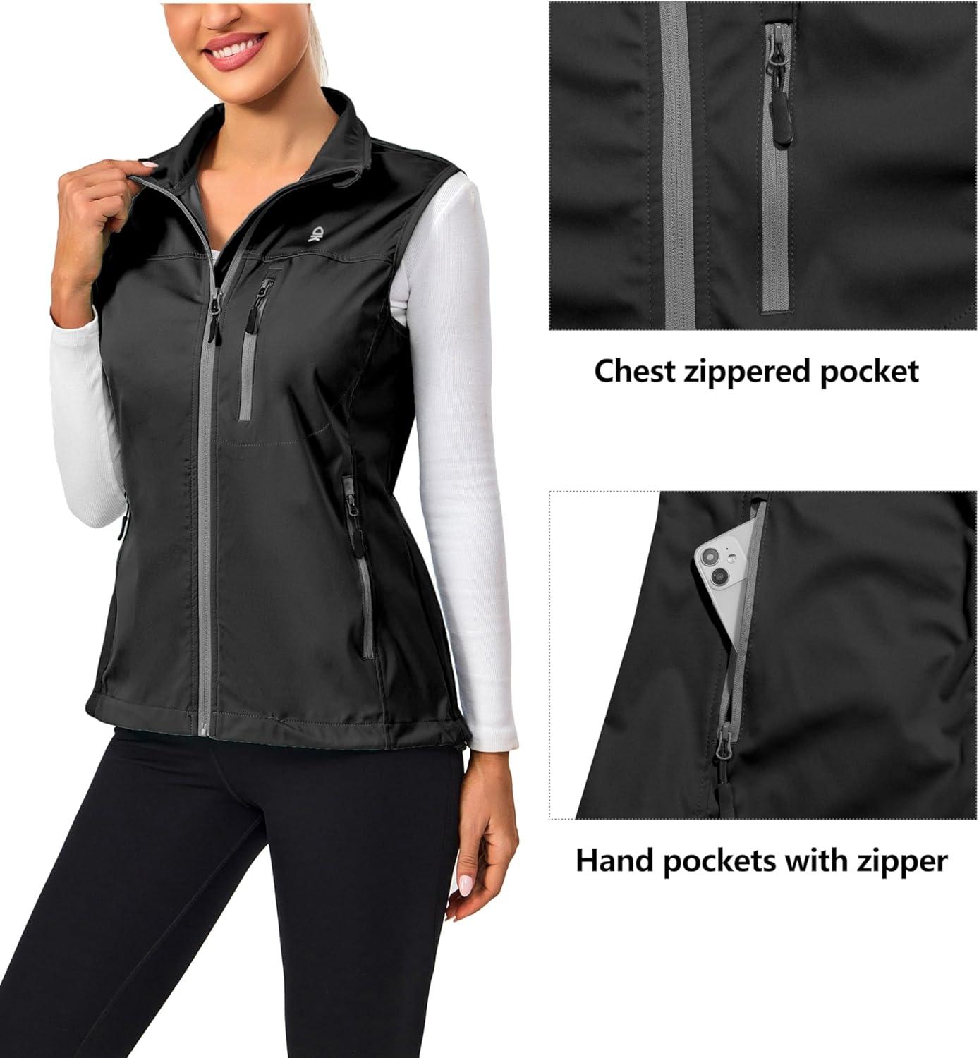 imageLittle Donkey Andy Lightweight Cycling Vest Windproof Sleeveless Jacket for Women WaterRepellent Stretch Vest for RunningPure Black