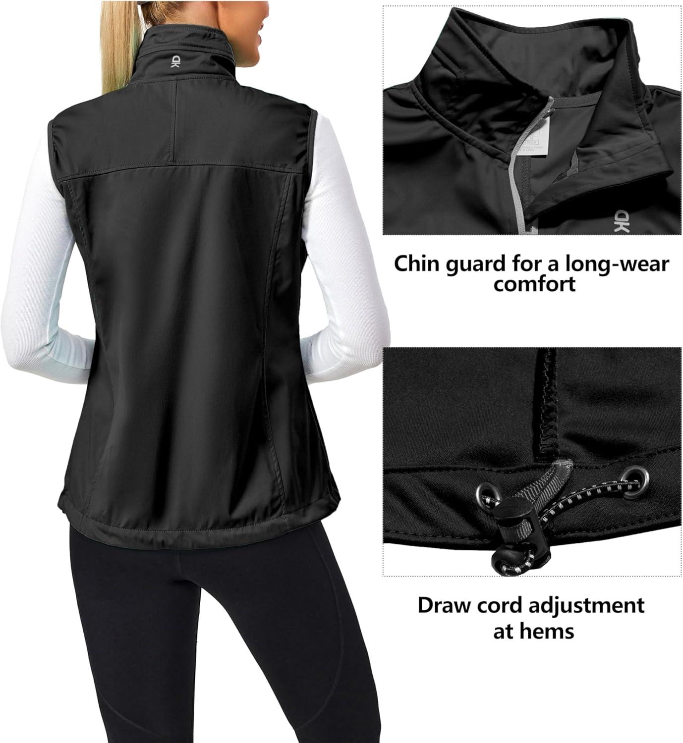 imageLittle Donkey Andy Lightweight Cycling Vest Windproof Sleeveless Jacket for Women WaterRepellent Stretch Vest for RunningPure Black