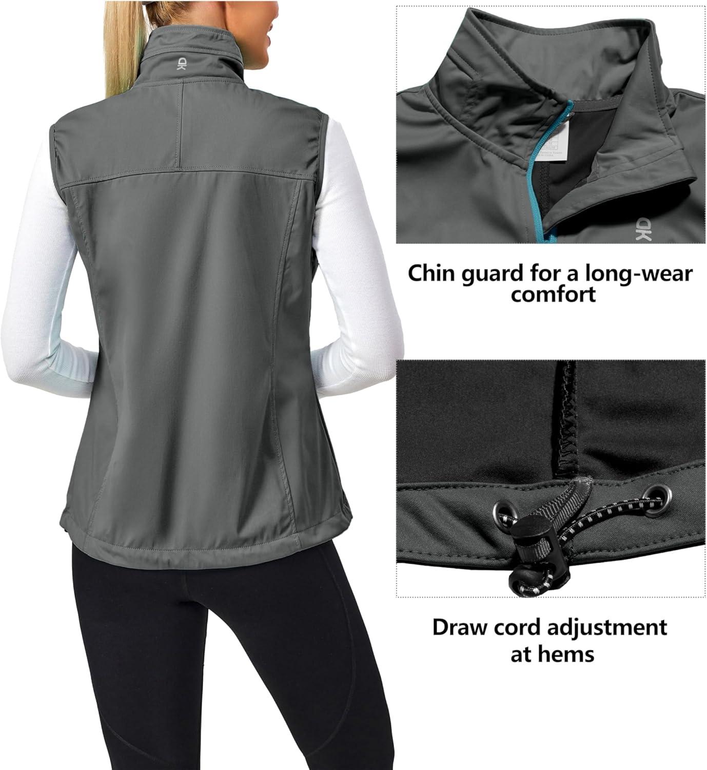 imageLittle Donkey Andy Lightweight Cycling Vest Windproof Sleeveless Jacket for Women WaterRepellent Stretch Vest for RunningPure Gray