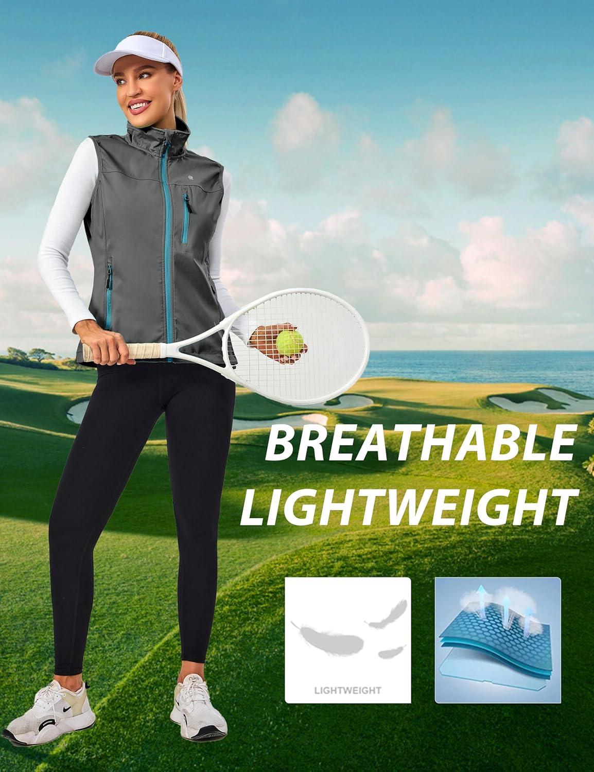 imageLittle Donkey Andy Lightweight Cycling Vest Windproof Sleeveless Jacket for Women WaterRepellent Stretch Vest for RunningPure Gray