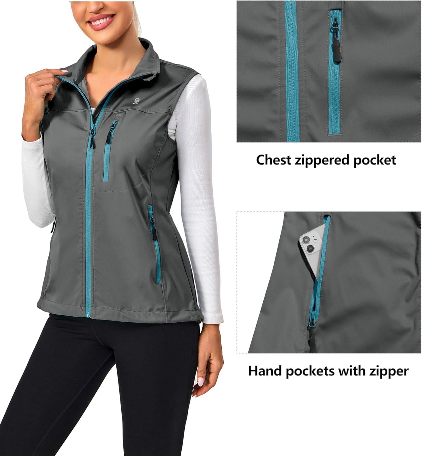 imageLittle Donkey Andy Lightweight Cycling Vest Windproof Sleeveless Jacket for Women WaterRepellent Stretch Vest for RunningPure Gray