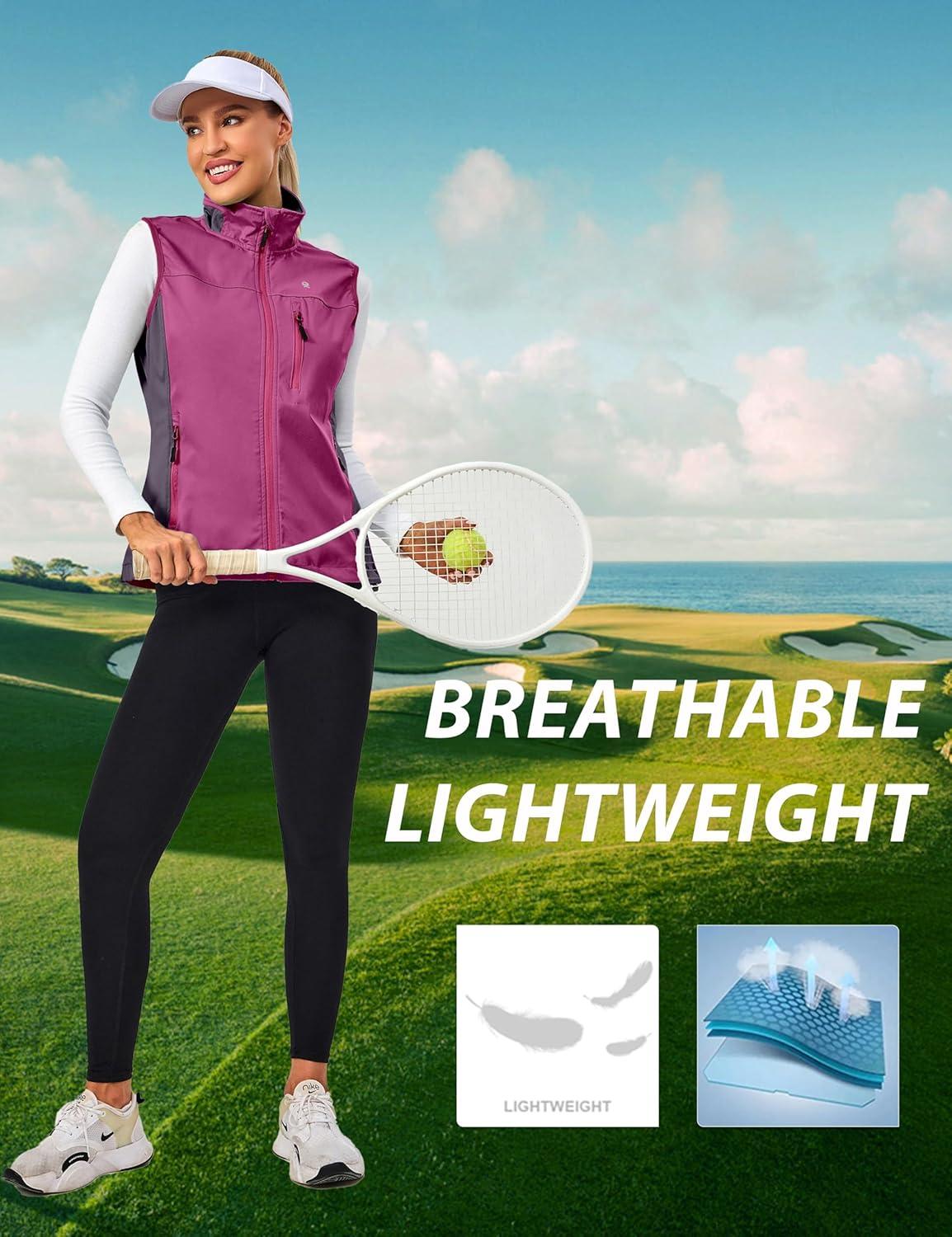 imageLittle Donkey Andy Lightweight Cycling Vest Windproof Sleeveless Jacket for Women WaterRepellent Stretch Vest for RunningRose