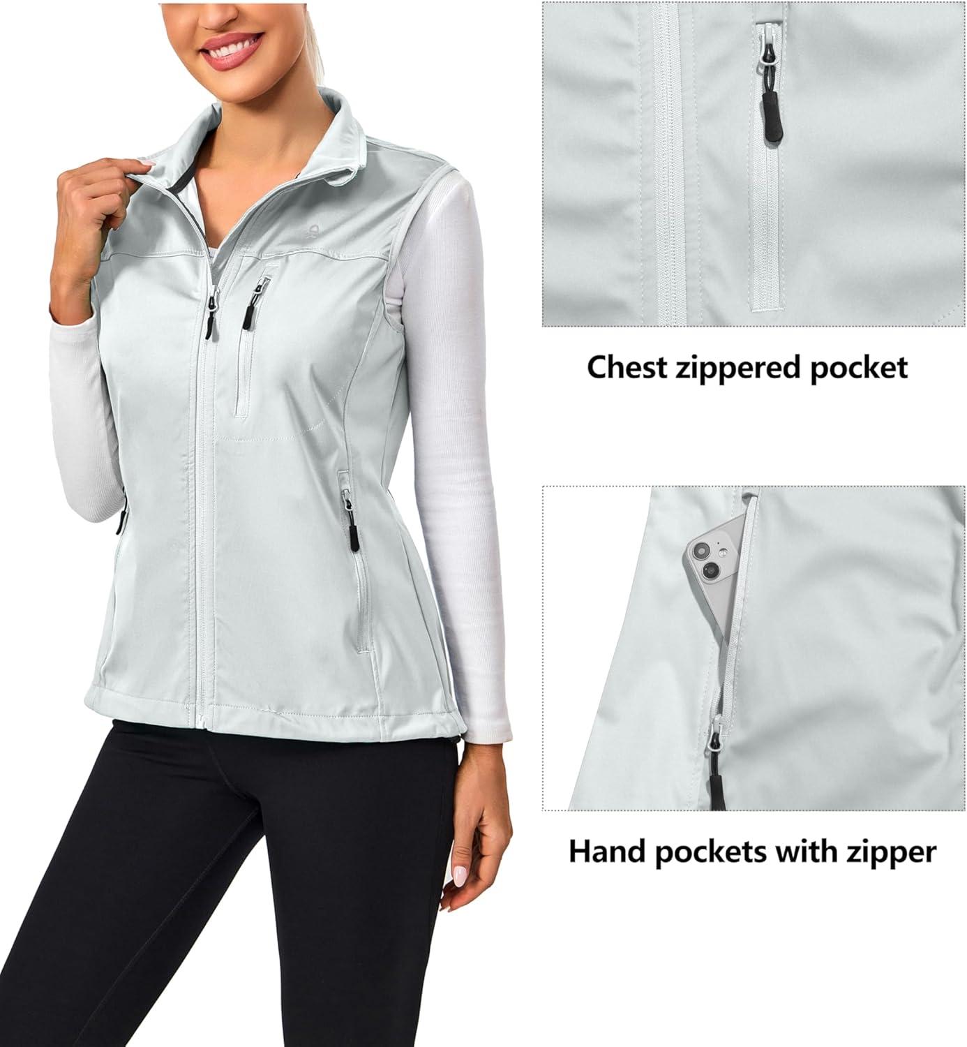 imageLittle Donkey Andy Lightweight Cycling Vest Windproof Sleeveless Jacket for Women WaterRepellent Stretch Vest for RunningWhite