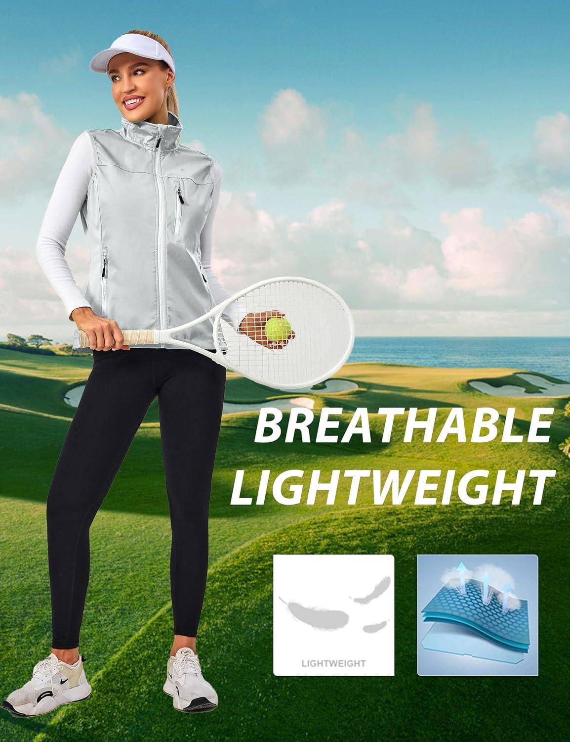 imageLittle Donkey Andy Lightweight Cycling Vest Windproof Sleeveless Jacket for Women WaterRepellent Stretch Vest for RunningWhite