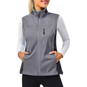 Little Donkey Andy Lightweight Cycling Vest Windproof Sleeveless Jacket for Women Water-Repellent Stretch Vest for Running(Gray)