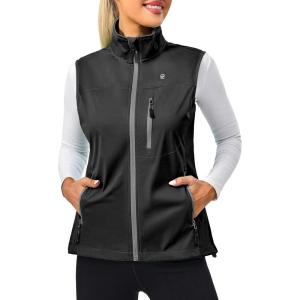 Little Donkey Andy Lightweight Cycling Vest Windproof Sleeveless Jacket for Women Water-Repellent Stretch Vest for Running(Pure Black)