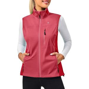 Little Donkey Andy Lightweight Cycling Vest Windproof Sleeveless Jacket for Women Water-Repellent Stretch Vest for Running(Red)